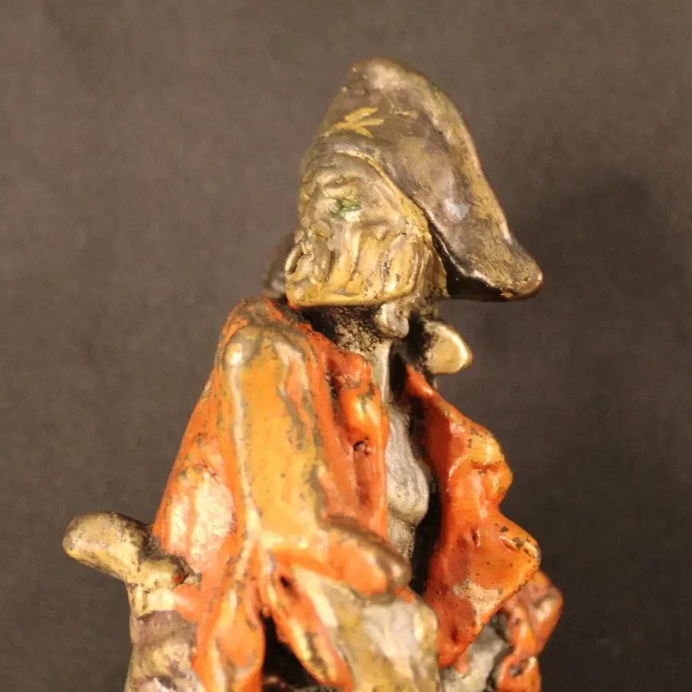 Antique 1920 Pirate Bookend Statue Enamel Metal Signed P. Beneduce 7